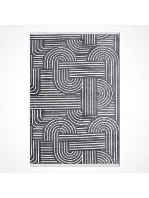 Aren Halı Belzig Modern Antrasit Pamuklu ve Polyester Natural Lateks Kaydırmaz Tabanlı Makine Halısı