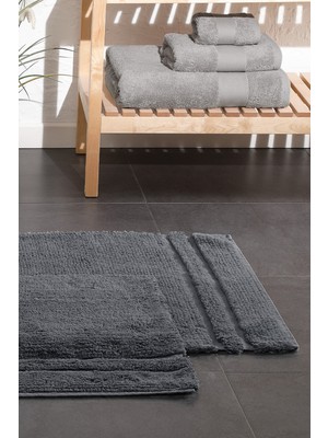 Şık Antrasit Banyo Paspası Seti, Yumuşak ve Konforlu Temizlik Hissi