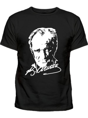 Silüet ve Imza Atatürk Baskılı Çocuk Pamuklu T-Shirt