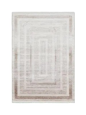 Aren Halı Lohmar Çerçeveli Bej Viskon ve Akrilik Makine Halısı