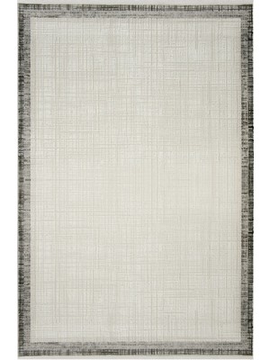 Aren Halı Arese Çerçeveli  Krem Antrasit Çizgili Polyester Makine Halısı