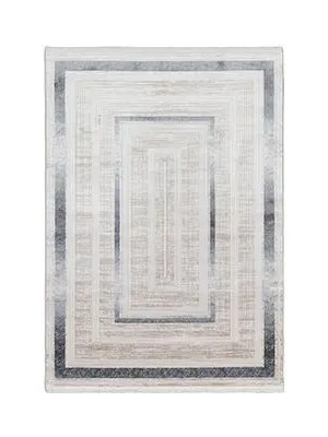 Pinnow Çerçeveli Bej Viskon ve Akrilik Makine Halısı