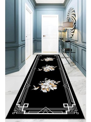 Çiçek Desenli Dijital Baskı Modern Yıkanabilir Kaymaz Taban Salon Halısı ve Yolluk