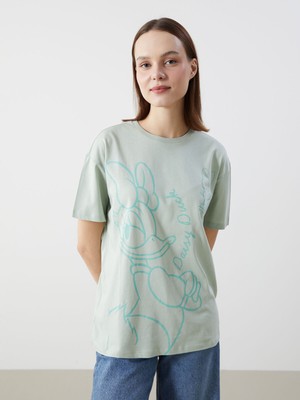 Lc Waikiki Yeni Sezon Bisiklet Yaka Daisy Duck Baskılı Kadın Tişört