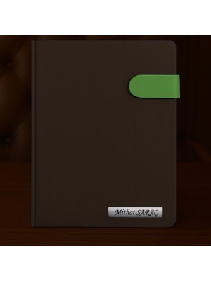 Isme Özel Yeşil Mıknatıs Patlı Ajanda 2026 Tarihli - Isme Özel Kalem Hediyeli