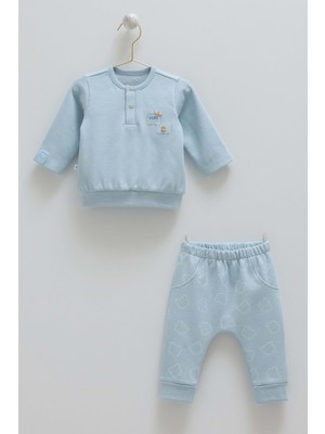 Very Cool Yaka Düğmeli Alt Üst Takım  - Caramell  - TKE1868 - Mavi - 9 - 12 Ay - TKE1868-MAVI-9 - 12 Ay Mavi