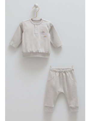 Very Cool Yaka Düğmeli Alt Üst Takım  - Caramell  - TKE1868 - Gri - 9 - 12 Ay - TKE1868-GRI-9 - 12 Ay Gri