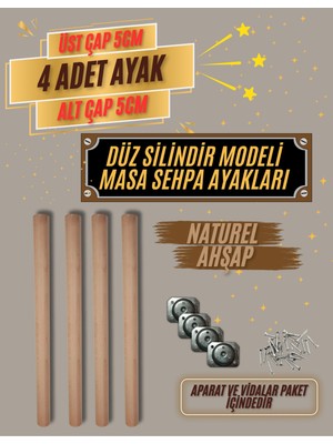 55CM Silindir Modeli 5x5 Çapında Masa&sehpa Ayakları