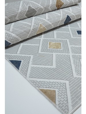 Kaymaz Tabanlı Kesme Yolluk, Salon, Koridor ve Mutfak Için Şık Gri Halı YMR5031