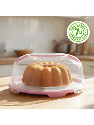 Kilitli Kapaklı Pasta Kek Börek Taşıma ve Saklama Kabı – Büyük Boy 34 Cm, 7 Lt Kek Fanusu, Bpa Içermez