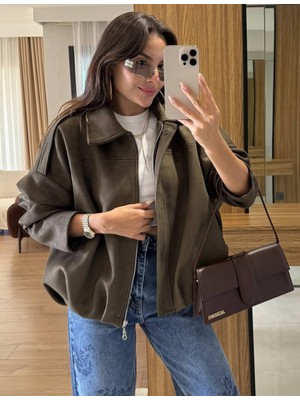 Prifaldi Premium Oversize Süet Bomber Ceket