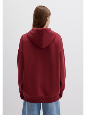 Mavi Kapüşonlu Fermuarlı Bordo Sweatshirt 1610221-85493