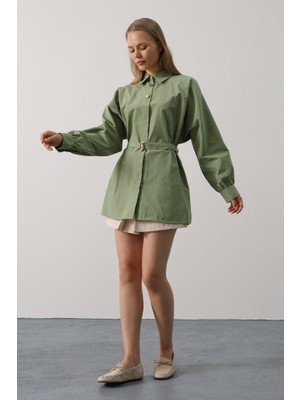 The Kethen Kuşak Detaylı Tunik Gömlek - Haki