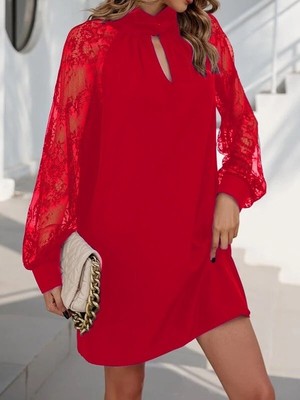 The Kethen Kadın Uzun Kollu Damla Detaylı Sandy Mini Elbise