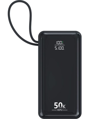 Hepu HP-255 50.000 Mah Süper Kapasiteli 22.5W Pd Hızlı Şarjlı Powerbank – 3 Kablolu LED