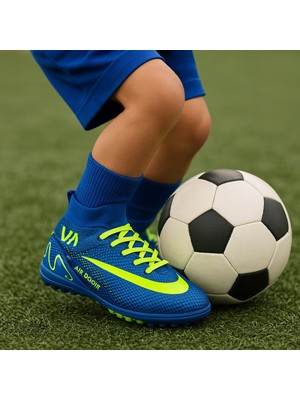 Çocuk Halı Saha Ayakkabısı Mavi Neon Sarısı