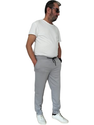 Erkek Jogger Eşofman Altı Battal Boy Büyük Beden Pike Kumaş Üç Cepli Arka Cep Fermuarlı Duble Paça  Spor Kesim Bel Lastikli  Kordon Bağcıklı