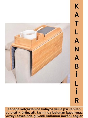 Premium Dayanıklı Pratik Yan Sehpa Çok Şık Doğal Görünüm Ahşap Katlanabilir Koltuk Kanepe Tepsisi