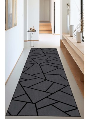 Antrasit Özel Ölçü Kesme Rulo Yolluk Kaymaz Taban Hol Mutfak Halısı AR1492