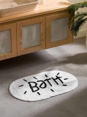 Şık Nakışlı Banyo Paspası 50X80 Cm, Siyah, Yumuşak ve Dayanıklı Tasarım