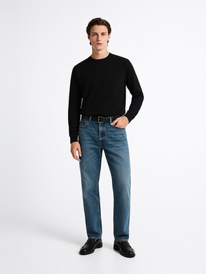 Uzun Kollu Sıfır Yaka Basıc Antrasit Sweatshırt