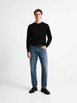 Uzun Kollu Sıfır Yaka Basıc Siyah Sweatshırt