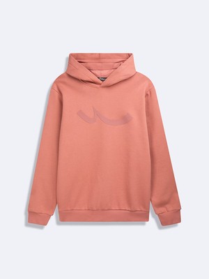 Kapüşonlu Sıgn Baskılı Uzun Kollu Pembe Sweatshırt