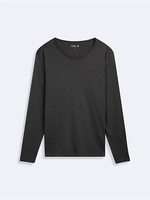 Uzun Kollu Bisiklet Yaka Basıc Antrasit Sweatshırt