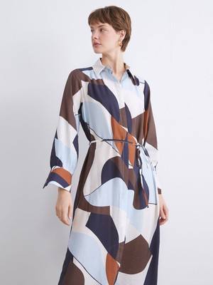 Lc Waikiki Yeni Sezon Desenli Gömlek Elbise