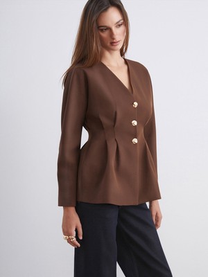 Lc Waikiki Yeni Sezon V Yaka Peplum Kadın Ceket
