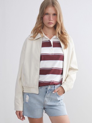 Lc Waikiki Yeni Sezon Oversize Kadın Deri Görünümlü Bomber Ceket