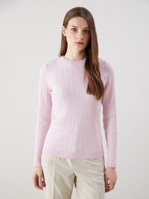 Lc Waikiki Yeni Sezon Bisiklet Yaka Kendinden Desenli Kadın Triko Kazak