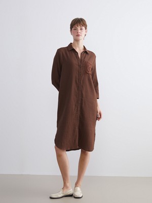 Lc Waikiki Yeni Sezon Dokulu Kroşe Detaylı Gömlek Elbise