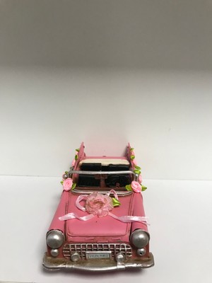 Dekoratif Metal Eskitme El Yapımı Üstü Açık Çiçekli Gelin Arabası