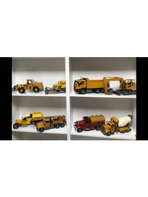 Dekoratif Metal Iş Makineleri, Iş Arabaları Inşaat Arabaları 8'li Set,