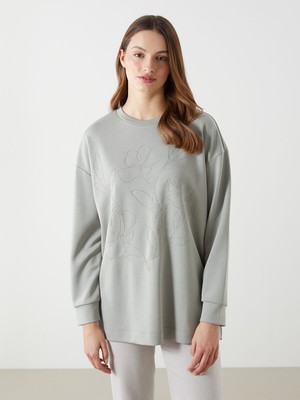 Lc Waikiki Yeni Sezon Bisiklet Yaka Kadın Sweatshirt Tunik