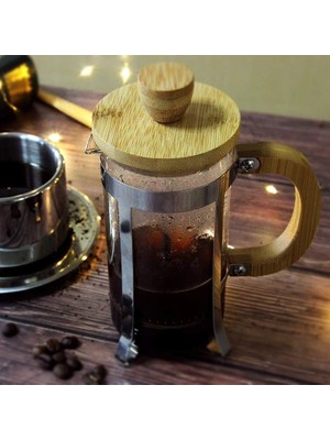 Buğz Ahşap Detaylı 350 ml Cam French Press