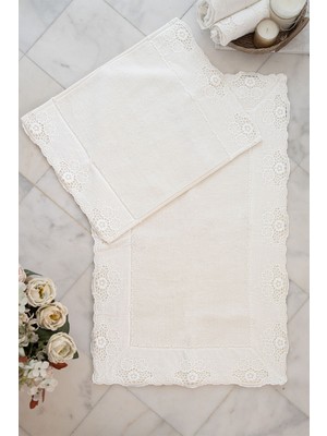 Çiçek Işlemeli Çok Renkli 2'li Paspas Seti 60X100 cm