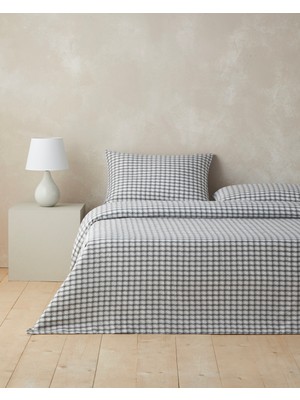 English Home Swirl Check İpliği Boyalı Çift Kişilik Çarşaflı Nevresim Takımı 200x220 cm Siyah