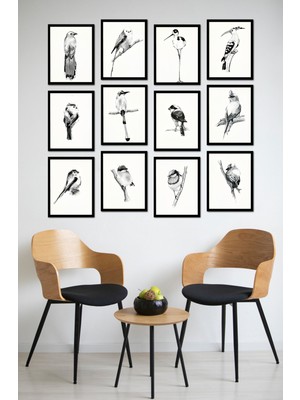 Dekorize Mdf Tablo Seti 12 Parça - Salon Oturma Odası Için Duvar Dekoru Çerçeve Görünümlü Onk Seri 1025 30 x 40