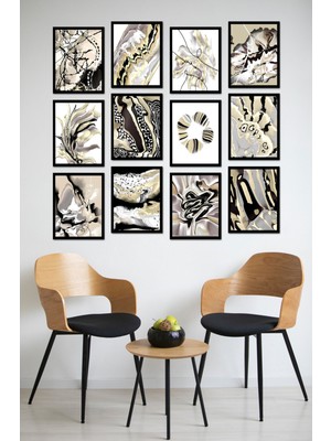 Dekorize Mdf Tablo Seti 12 Parça - Salon Oturma Odası Için Duvar Dekoru Çerçeve Görünümlü Onk Seri 1023 30 x 40