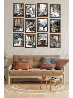 Dekorize Mdf Tablo Seti 12 Parça 3 mm - Kış Duvar Dekoru KIŞ001 13 x 17