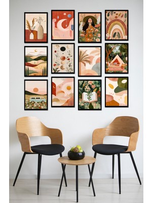 Dekorize Mdf Tablo Seti 12 Parça - Salon Oturma Odası Için Duvar Dekoru Çerçeve Görünümlü Onk 1005 13 x 17
