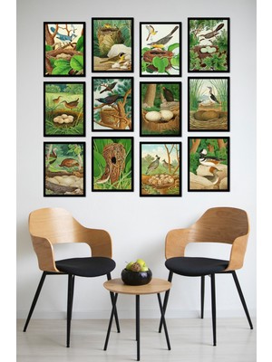 Dekorize Mdf Tablo Seti 12 Parça - Salon Oturma Odası Için Duvar Dekoru Çerçeve Görünümlü Onk 1033 30 x 40