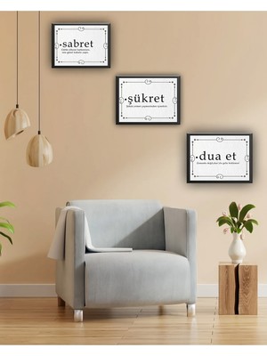Dekorize Mdf Tablo Seti 3 Parça 3mm - Sabret Şükret Dua Et Oturma Odası Için Duvar Dekoru 13 x 17