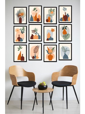 Dekorize Mdf Tablo Seti 12 Parça - Salon Oturma Odası Için Duvar Dekoru Çerçeve Görünümlü Onk Seri 1021 30 x 40