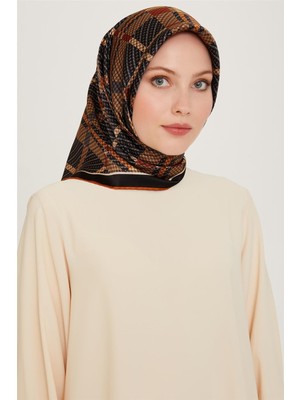 Armine Geometrik Desenli Twill Saf Ipek Eşarp 9247D 36