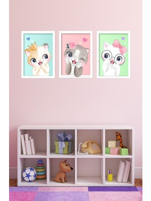 Dekorize Mdf 3 Parça 3 mm Çerçeve Görünümlü Çocuk Odası Için Sevimli Hayvanlar 3038 30 x 40