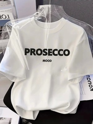 Aesco Baskılı Oversize Bisiklet Yaka T-Shirt - Beyaz