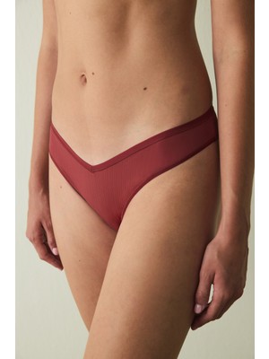 Bordo Essentials V Kesim Düşük Bel Brazilian Külot
